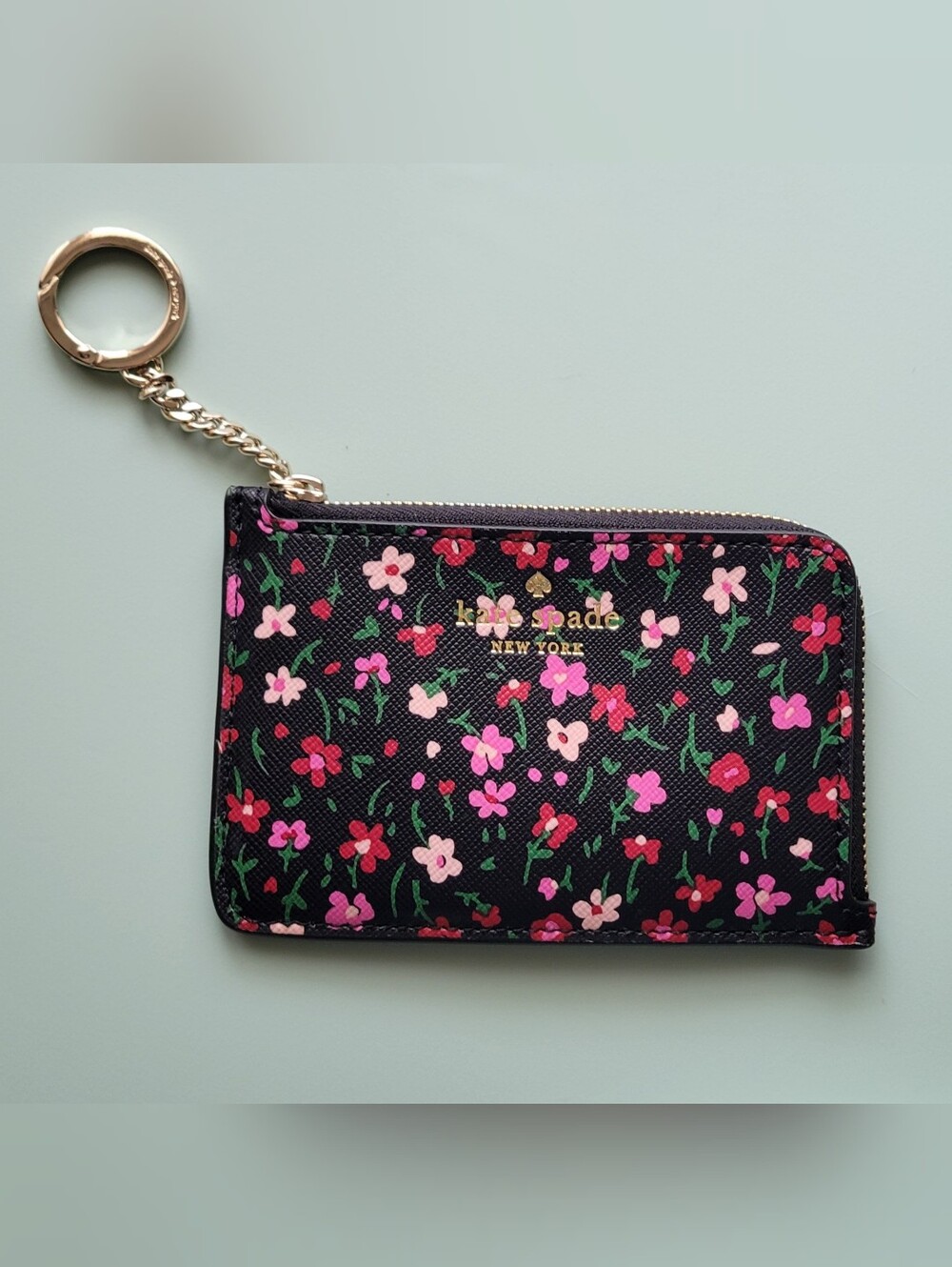 Kate Spade Floral Wristlet Wallet in Black & Pink